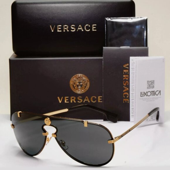 Versace Black Medusa Metal Sunglasses Mens Italy - Picture 1 of 6